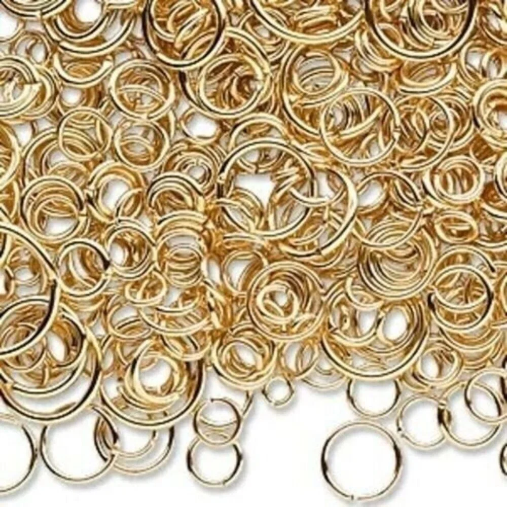 100 Mixed Size 3-12mm Gold Plated Brass 18-22GA Jumprings